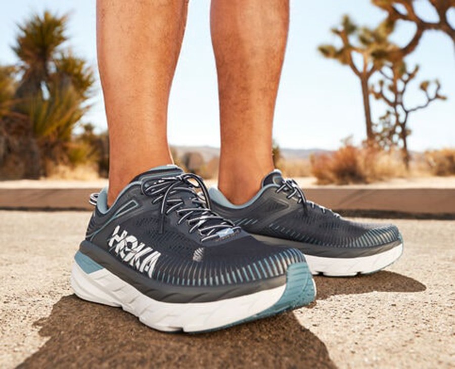 Hoka Australia One One Bondi 7 - Mens Running Shoes Navy - JTGAW-2463